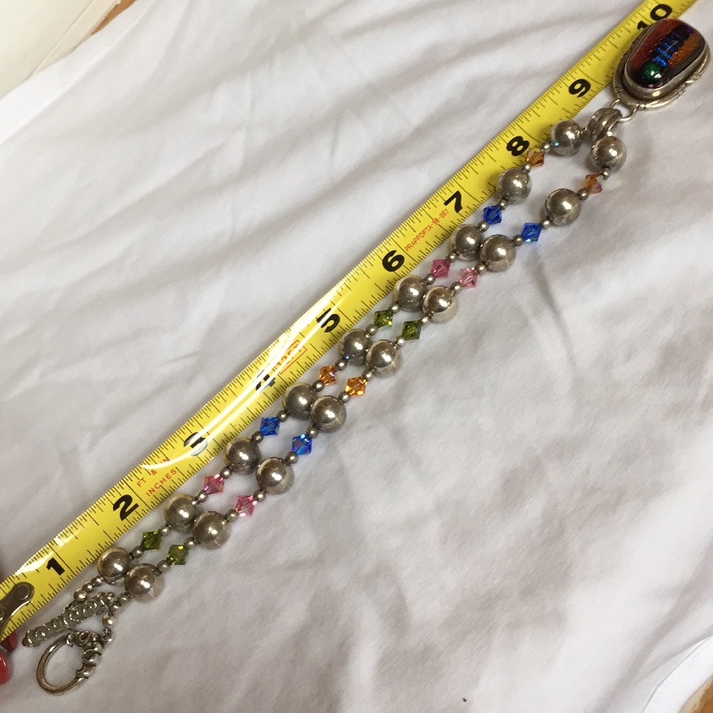 Wearable art silver frame fused glass/fun crystals - Picture 7 of 8